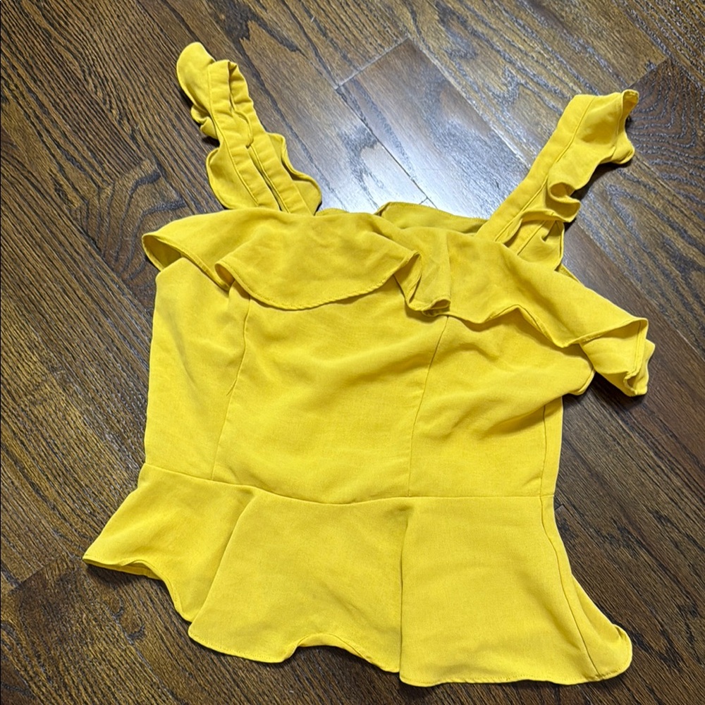 J.O.A. Mustard Ruffled Blouse